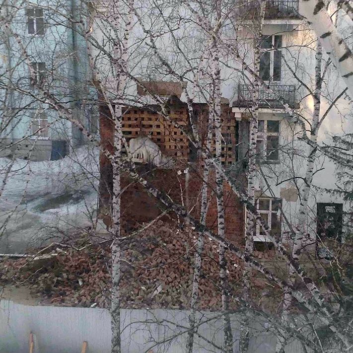 Здание ТГУ на Ленина,49, ТГУ, Томские новости, Обрушение стены общежития ТГУ было прогнозируемым — специалисты Обрушение стены общежития ТГУ было прогнозируемым — специалисты