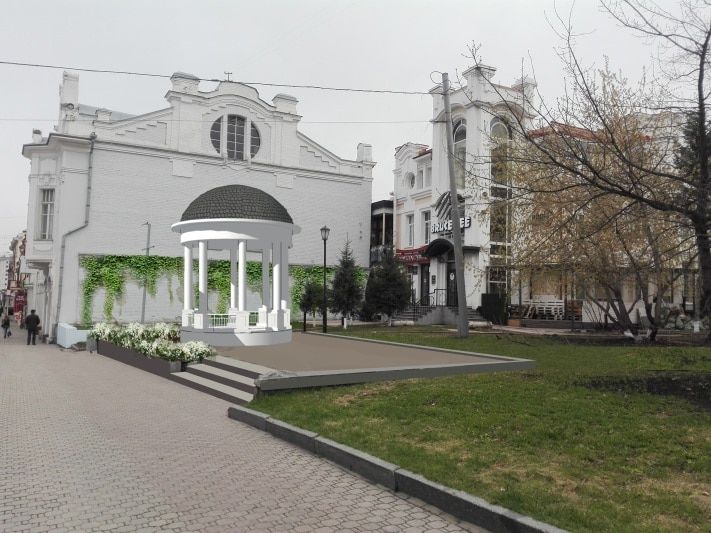 Городское благоустройство, Томские новости, Томичей просят оценить вариант благоустройства Пушкинского сквера с беседкой и лавочкой Томичей просят оценить вариант благоустройства Пушкинского сквера с беседкой и лавочкой