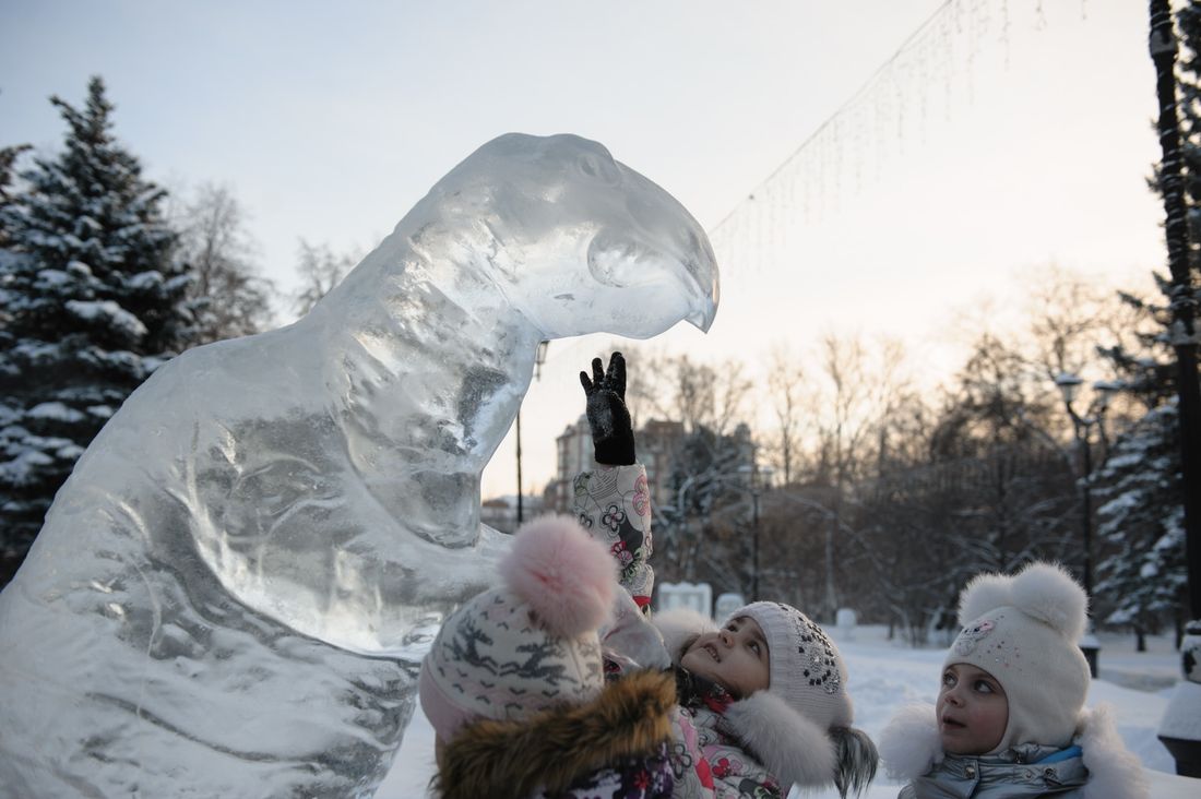 Образование и наука, Томские новости, ТГУ Томск роща парк ледяных скульптур музеи динозавр мамонт леший Парк ледяных скульптур с динозавром, мамонтом и лешим открылся в Университетской роще (ФОТО)