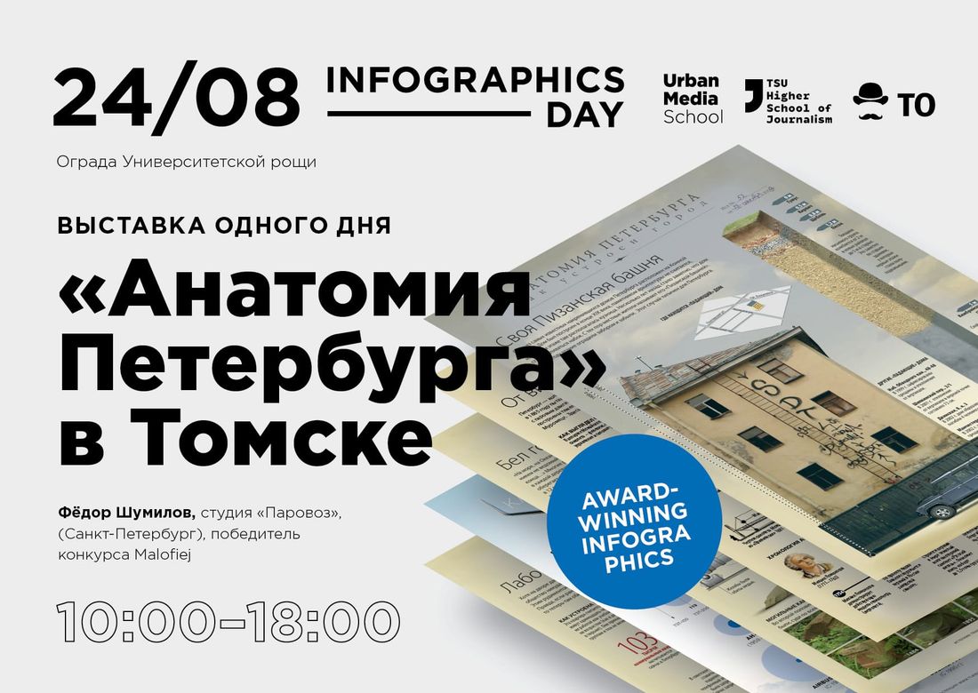 Urban Media School, Образование и наука, ТГУ, Томские новости, журналистика медиа школа ТГУ курсы инфограферов Шумилов инфографика русский инфографер анатомия пете «Анатомию Петербурга» можно будет увидеть в Томске
