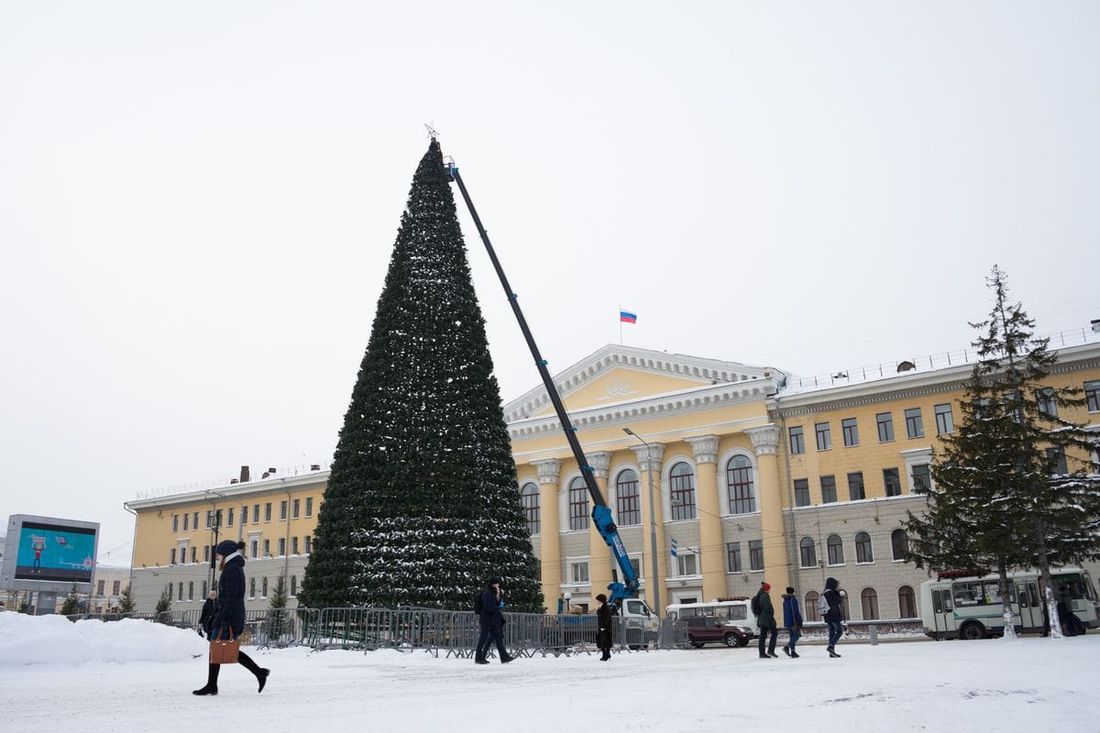 Ново-Cоборная, Новый год ❄, Томские новости, новый год ёлка дед мороз праздники в Томске Главную новогоднюю площадку Томска готовят к празднику (ФОТО)