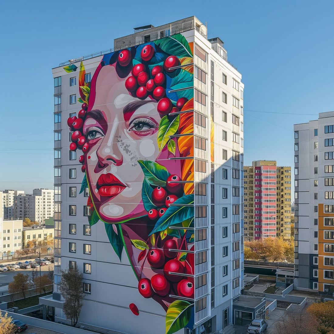 Архитектура и дизайн, Культура в Томске, Томские новости, художник картины муралы интересные новости Томска Томич сгенерировал «сибирские» нейромуралы для томских многоэтажек