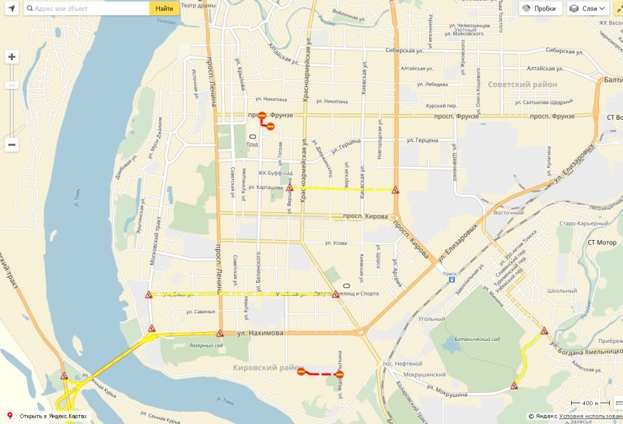 IT, Дороги, Томские новости, карта ремонт дорог схема проезда как объехать раскопки В Томске запустили онлайн карту ремонта дорог