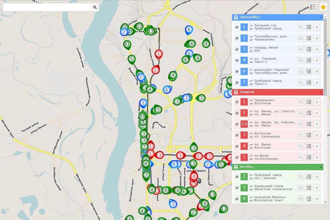 Общественный транспорт, Томские новости, общественный транспорт Томск узнать, когда приедет маршрутка сервис скачать расписание маршруток Обновленная интерактивная карта движения общественного транспорта заработала в Томске
