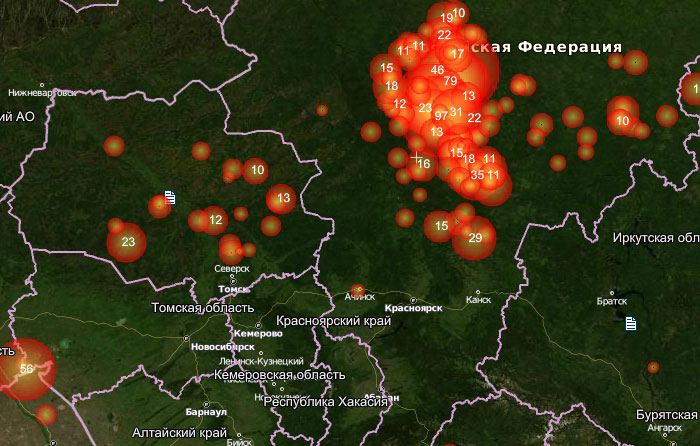 Карта пожаров в красноярском крае на сегодня
