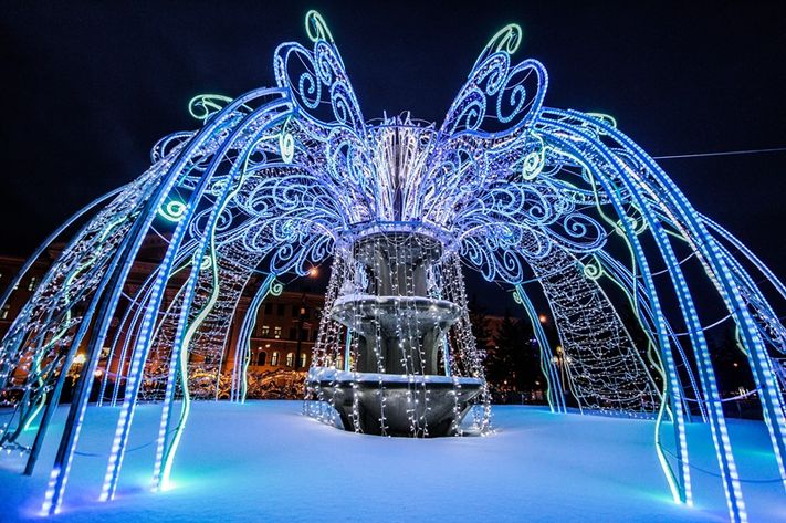 Городское благоустройство, Новый год ❄, Томские новости, фонтан светодиоды монтаж новый год украшения уличная иллюминация В Томске смонтируют 13 светодиодных фонтанов