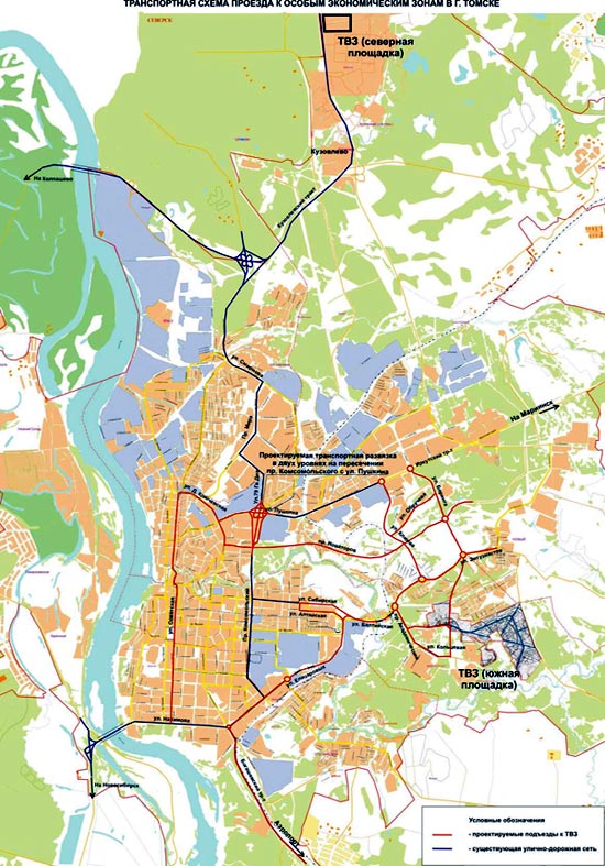 Карта проезда к северной и южной площадкам ТВЗ