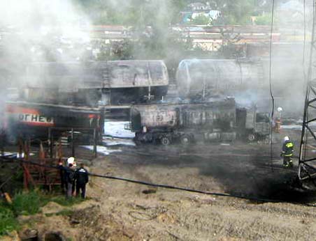 Тушение бензовоза в Томске