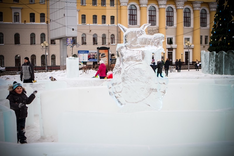 Ледовый городок на Новособорной