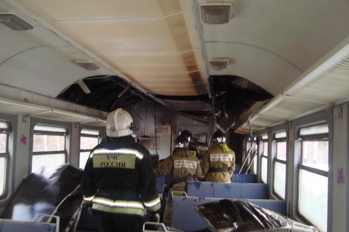 Пожар в электричке Томск