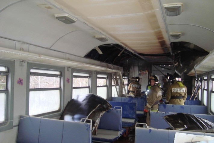 Пожар в электричке Томск