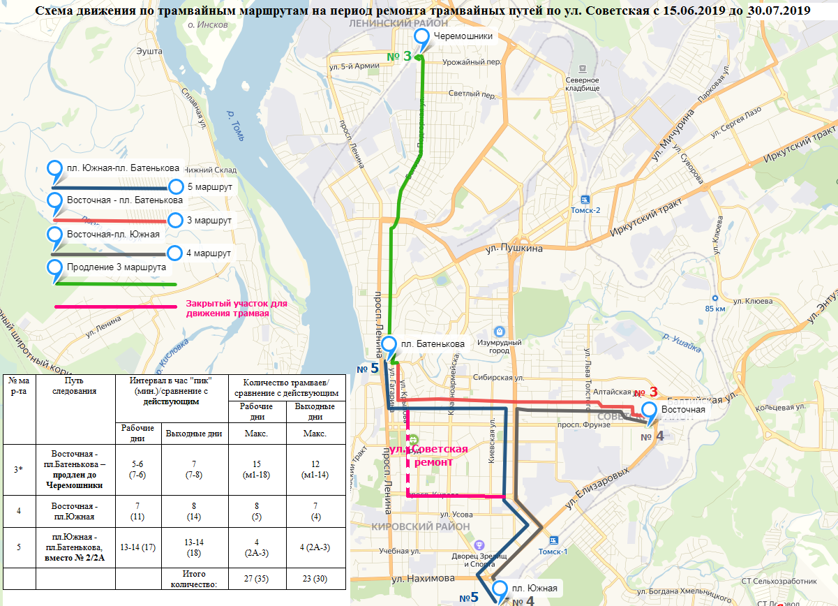 Общественный транспорт, Томские новости, общественный транспорт ограничение движения новая схема ремонтируют пути В Томске до конца июля изменится схема движения трамваев